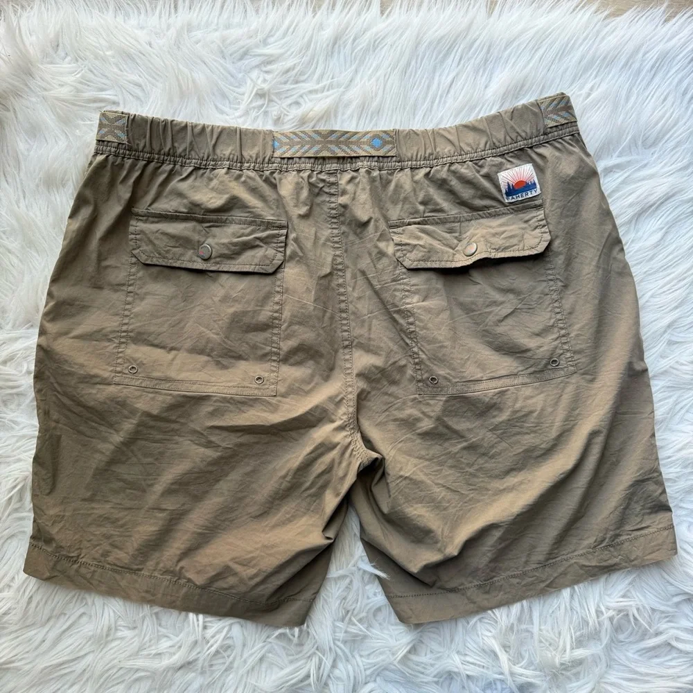 Faherty Rockpoint Belted Cotton-Blend Shell Hybrid Shorts Tan Brown XL